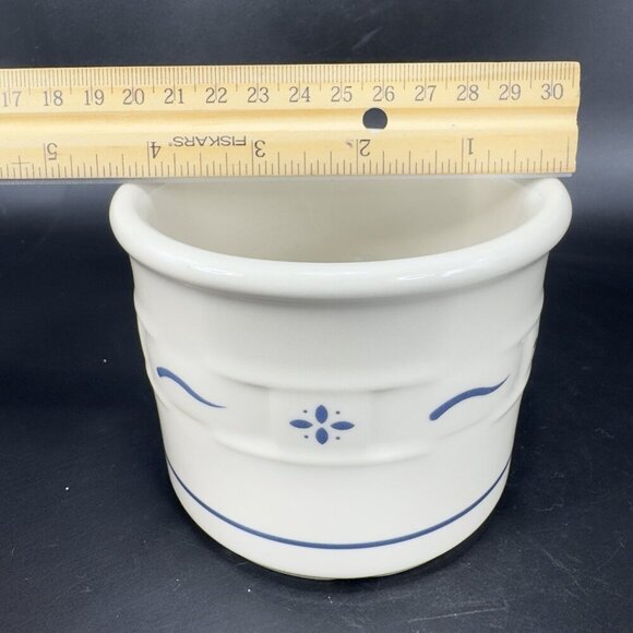 Vintage Longaberger Woven Traditions Blue Small Crock 1 Qt Ceramic Dish Bowl VTG - Picture 4 of 11